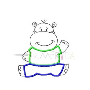 Hippo machine embroidery designs, Animal embroidery file, hippo applique, Hippo embroidery design, Instant Download