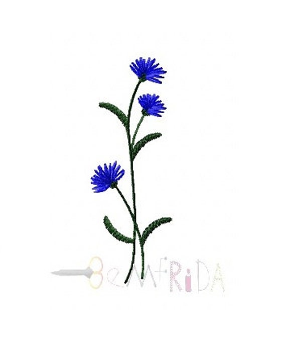 Cornflower Machine Embroidery Design Cornflowers Flowers Etsy