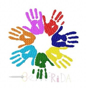 Hands Machine Embroidery Design, Hand print Embroidery Patterns, Hands pattern design, Hands design,Instant Download, Size - 3.91 &quot;X 3.91&quot;