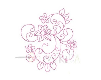 Blumen-Maschinenstickmuster, Blumen-Muster-Stickdatei, Blumen-Design-Stickerei, sofortiger Download, GRÖSSE - 3,36 "X 3,90"