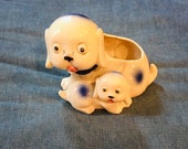 Vintage Dog planter marked Japan with an upside down U