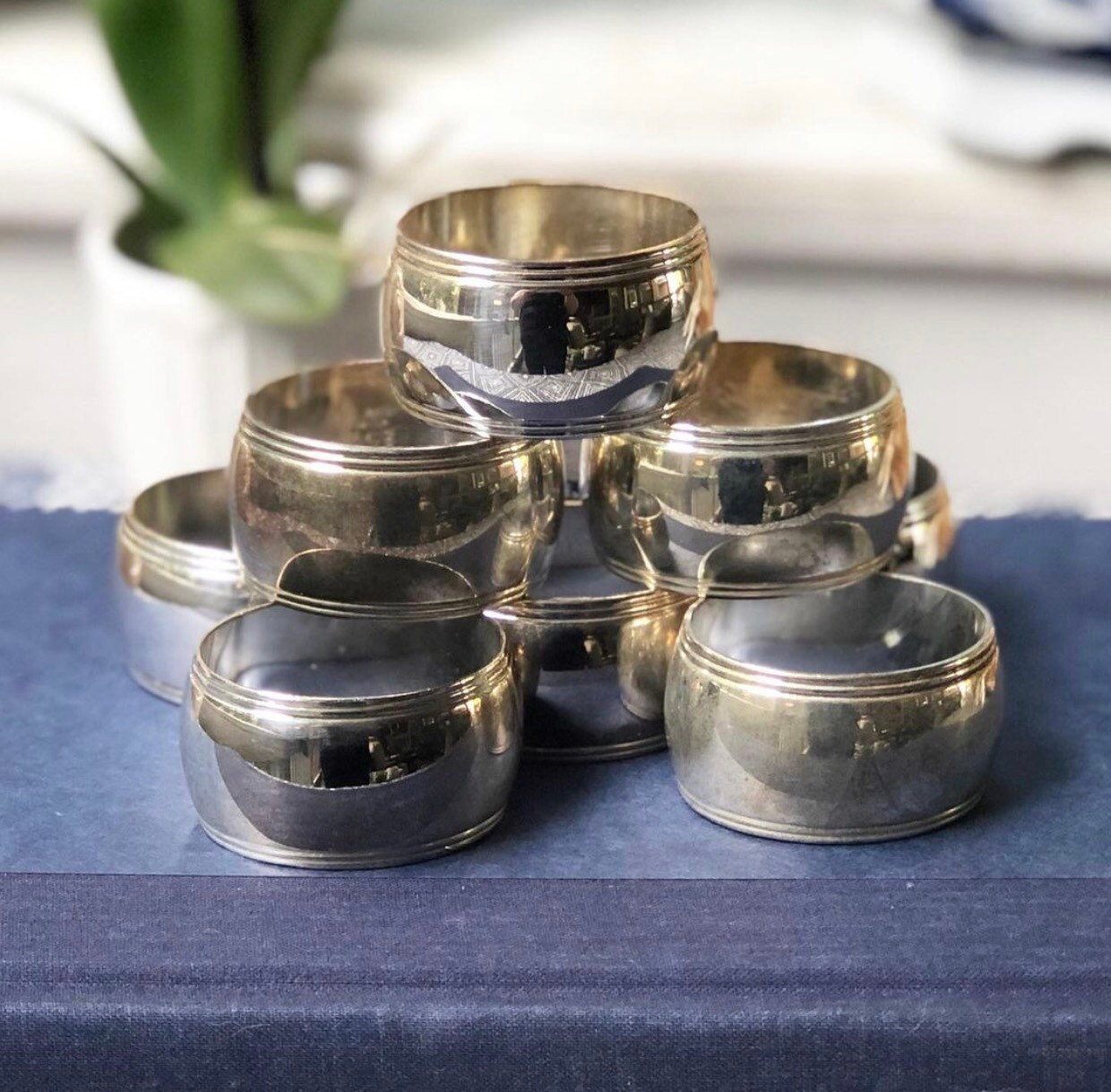 Set of 8 Elegant Oval Silver Napkin Rings Etsy