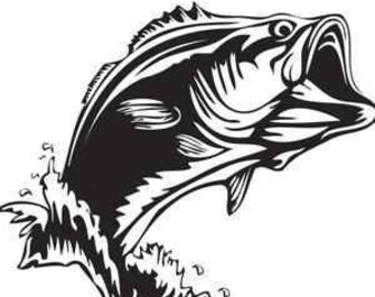 pics Bass Fish Jumping Out Of Water Svg jumping bass svg etsy