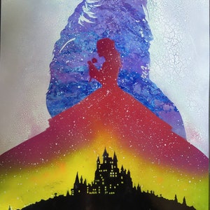 Beauty And The Beast #2- Glow In The Dark- Original Spray Paint Art By Dimkad Art
