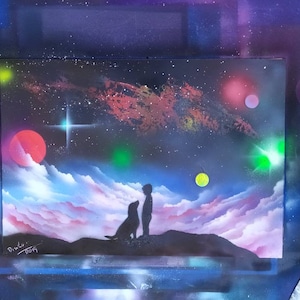 My whole Universe - Original Spray Paint Art By Dimkad Art
