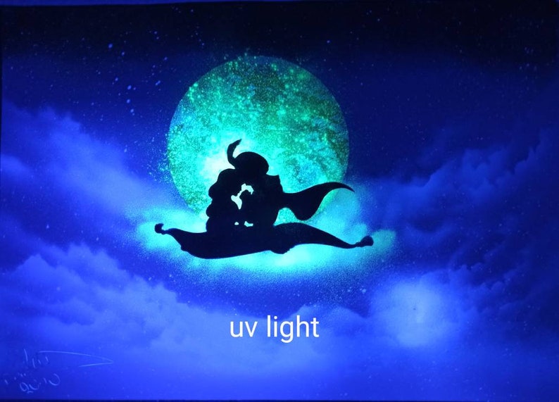 Jasmine /& Aladdin Original Spray Paint By Dimkad Art Glow In The Dark