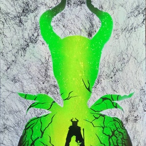 Maleficent #1- Glow In The Dark-Original Spray Paint Art By Dimkad Art