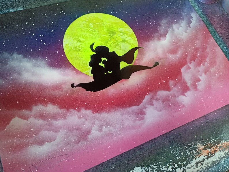 Jasmine /& Aladdin Original Spray Paint By Dimkad Art Glow In The Dark