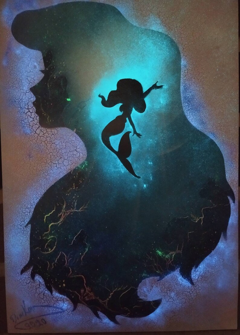 Ariel the Little Mermaid 3 Glow in the Dark Original Etsy