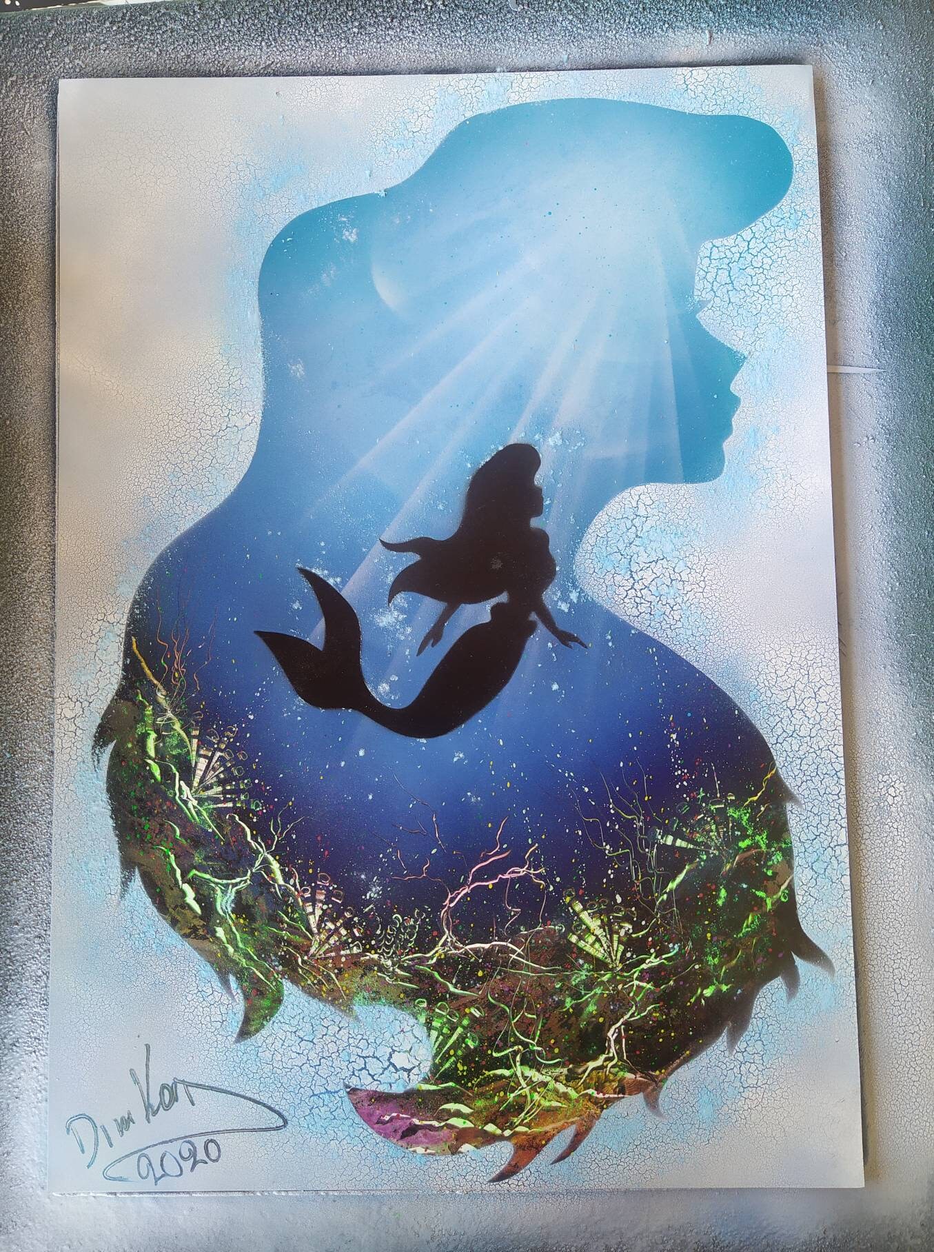 Ariel Little Mermaid 4 Glow in the Dark & Crackle Effect Etsy