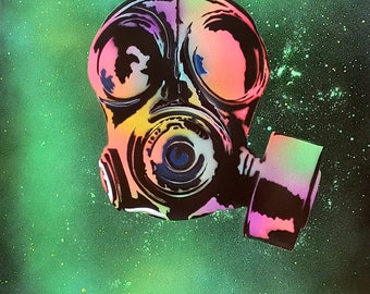 Toxic (Gas Mask) - Glow In The Dark - Original Spray Paint By Dimkad Art