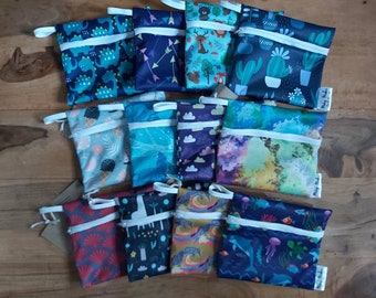 Wet Bag for Reusable (Baby) Wipes and Cloth Sanitary Pads. Small 17x20cm. Made from Waterproof PUL. Zero Waste