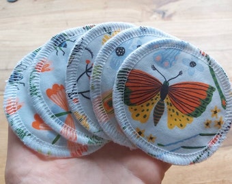 Reusable makeup face wipes in Colorful Minibeasts print - pack of 5 - optional laundry bag - zero waste - eco friendly - cotton pads