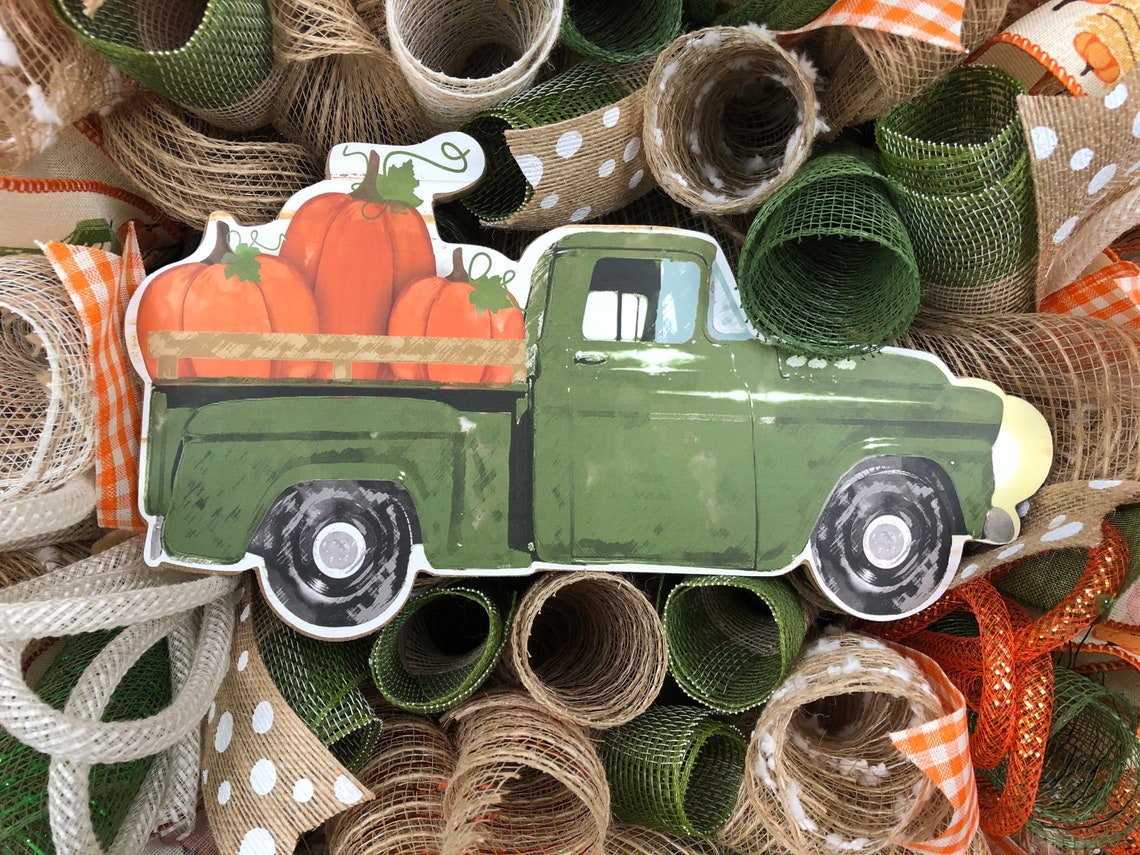 Fall Farmhouse Pickup Truck Wreath Etsy