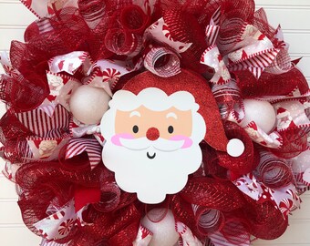 Red and White Santa Wreath