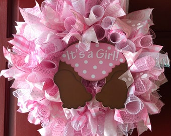 It’s A Girl! Pink Baby Wreath
