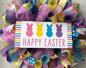 Happy Easter Bunnies Wreath