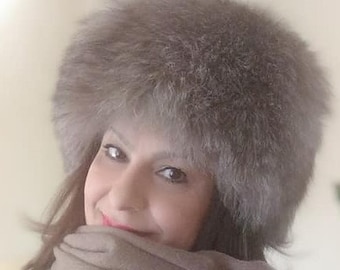 fox fur hat, fur hat, natural fur fox hat