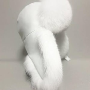 Chapeau d'hiver blanc de luxe avec bordure en fourrure de renard véritable - Chapeaux élégants et chauds