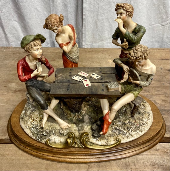 Porcelain Figures Playing Cards in the Capodimonte Style With Etsy