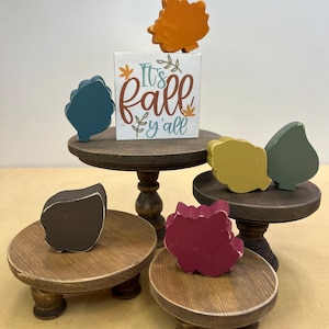 Mini FALL LEAVES & SIGN | Wooden | Chunky Wood | Autumn Decor | Accent | Halloween | Tiered Tray | Bowl Filler | Table | Shelf Sitter | Leaf
