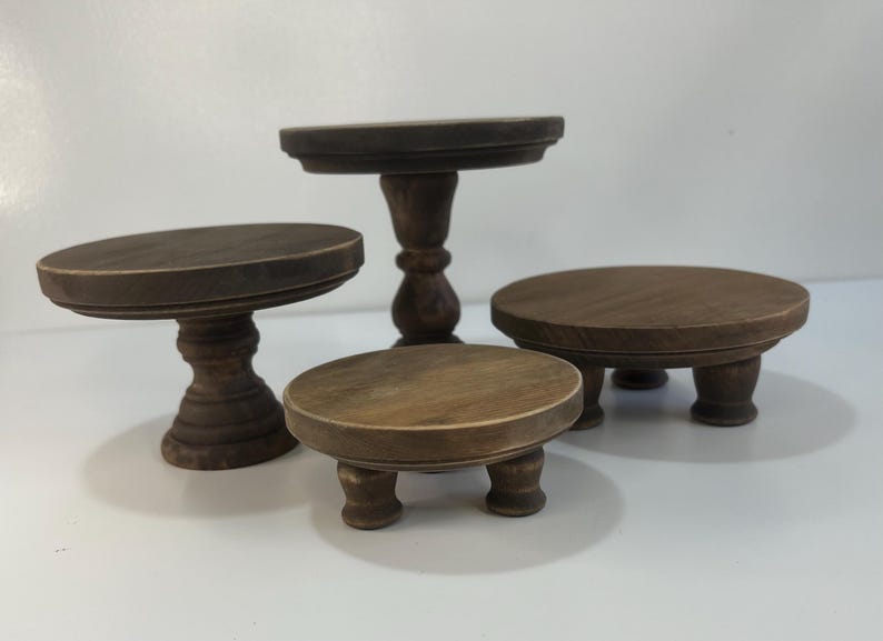 ELEVADORES DE MADERA / Decoración de bandejas escalonadas / Exhibición de jabones / Soporte para velas o plantas / Cocina / Granja / Pedestal / Rústico / Bandeja de madera / Cupcake imagen 5