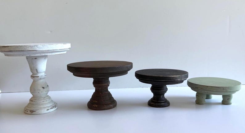 ELEVADORES DE MADERA / Decoración de bandejas escalonadas / Exhibición de jabones / Soporte para velas o plantas / Cocina / Granja / Pedestal / Rústico / Bandeja de madera / Cupcake imagen 12