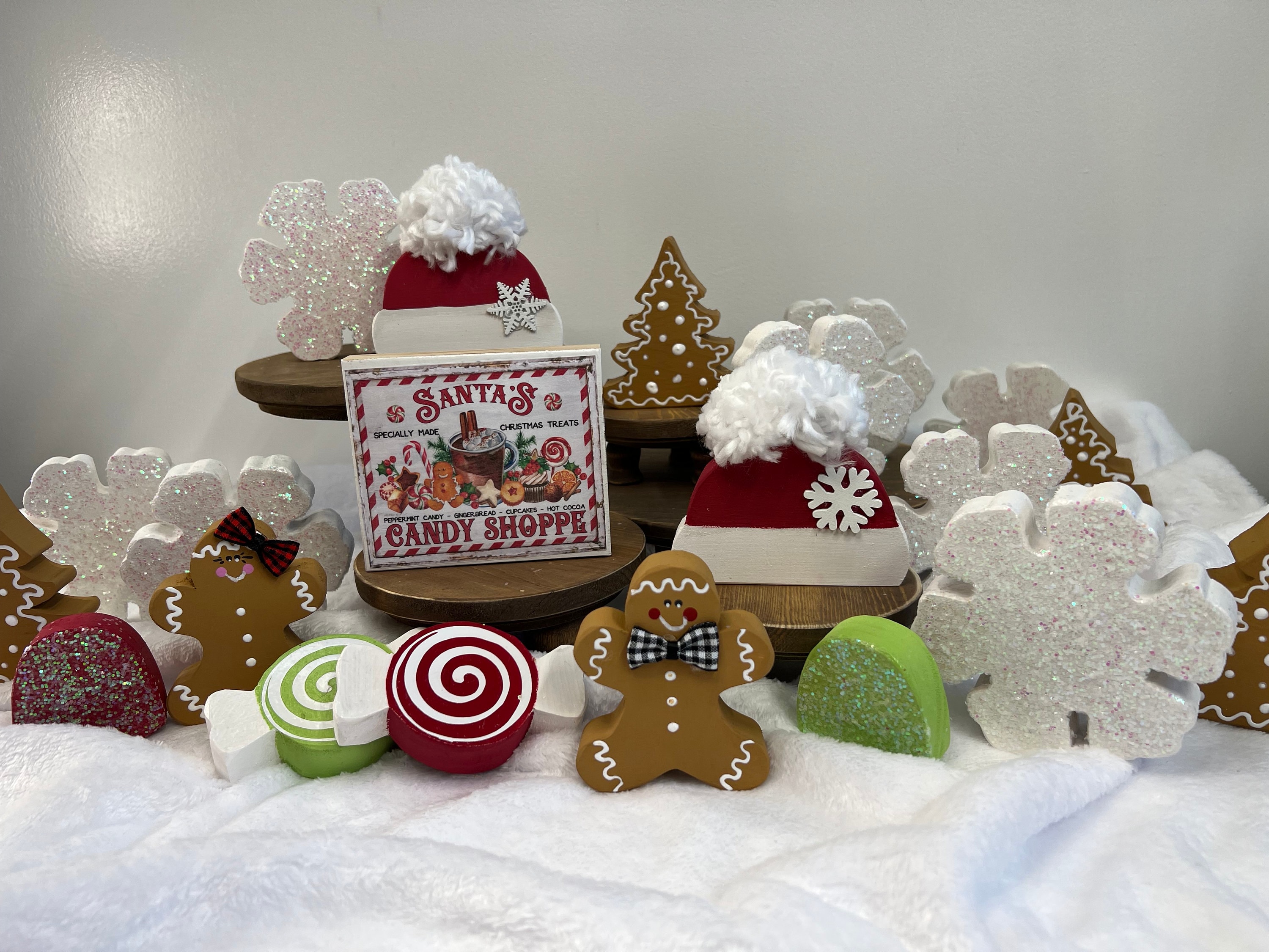 WINTER DECOR | WOODEN | Snowflake | Gingerbread Man | Winter Hat |Shelf Sitter | Farmhouse | Tiered Tray Decor | Kitchen | Table | Christmas