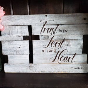 Wood White Wash 3D Rustic Cross Sign | Trust in the Lord with all your Heart | Wall Decor| Christian Wall Art | Wood Cross | Christmas GIFT