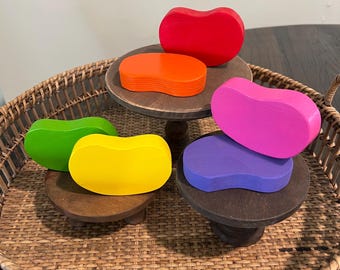 BRIGHT WOODEN JELLYBEANS | Primitive | Tiered Tray Decor | Farmhouse Kitchen | Wood Jelly Beans | Easter Basket Filler| Spring Table