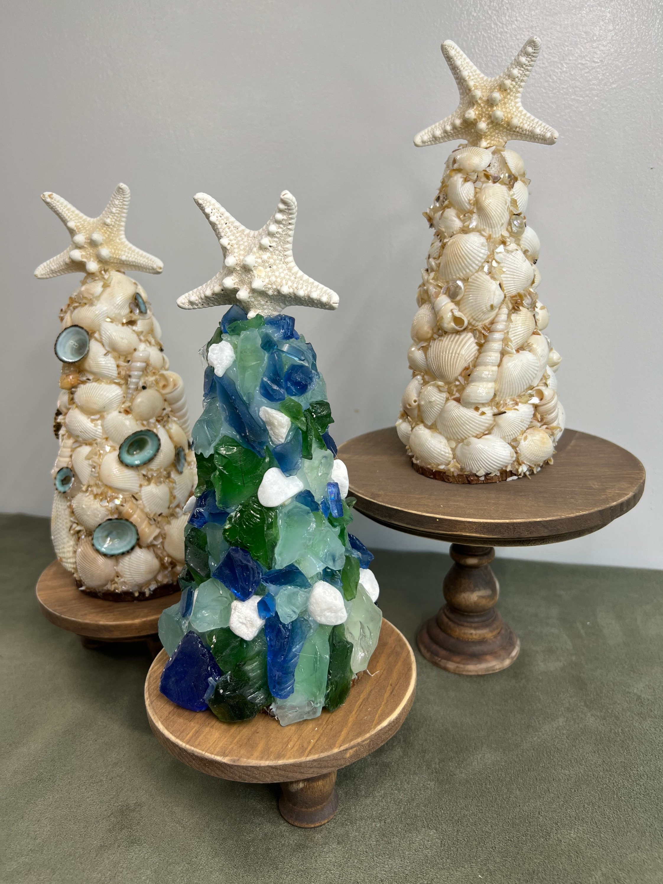 Shell Or Sea Glass Christmas Tree Holiday Ocean Decor Etsy 日本