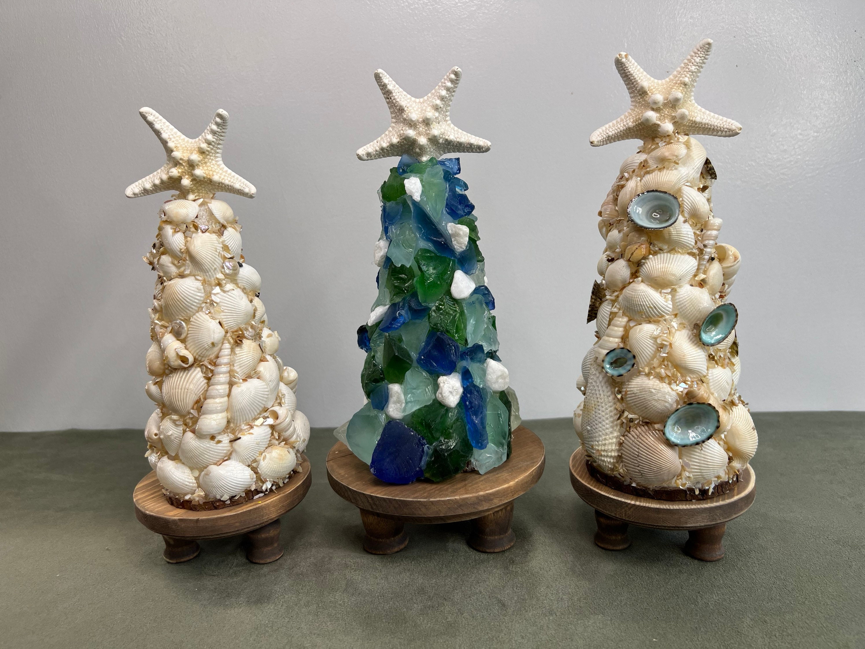 Shell Or Sea Glass Christmas Tree Holiday Ocean Decor Etsy 日本