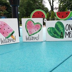 WATERMELON WOOD SIGNS | Summer Decor | Farmhouse| Beach House | Pool | Tiered Tray | Bowl Filler | Kitchen |  Coffee Bar | Shelf Sitter