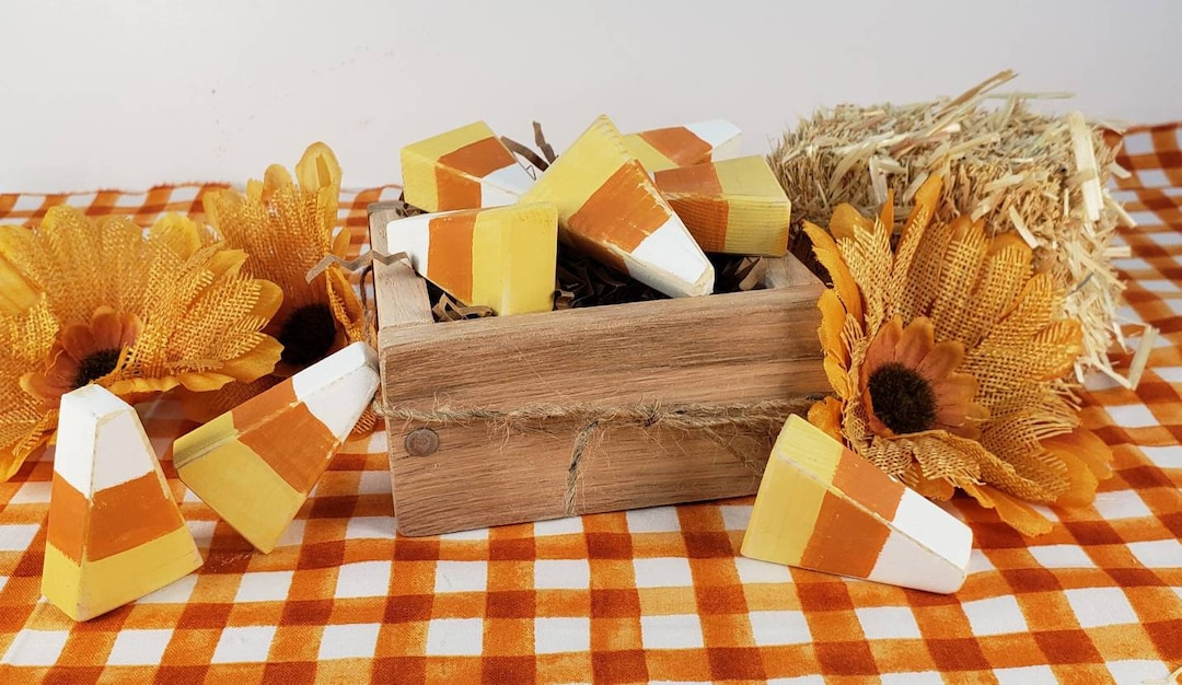 MINI CANDY CORN | Chunky Wood | Fall Decor | Rustic | Primitive ...