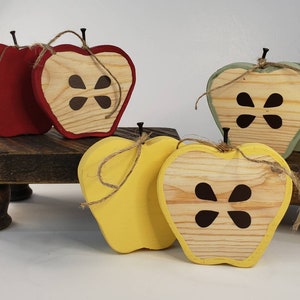 Wooden APPLE Slices | FALL DECOR | Red, Green, Yellow | Bowl Filler | Kitchen Decor | Wood Riser | Autumn Table | Halloween | Tiered Tray