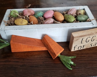 PRIMITIVE WOODEN EGGS | Rustic Easter Decor | Farmhouse Kitchen Decor | Folk Eggs | Wood Easter Eggs | Easter Basket Filler| Spring Table |