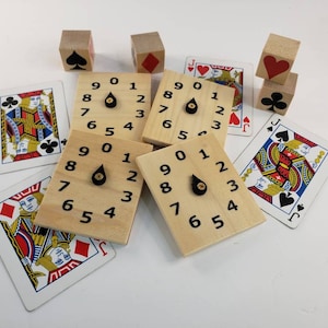 Mini marqueurs de score EUCHRE en bois naturel pour jeux de cartes | Prix du tournoi | Marqueurs de match | Idée cadeau unique | Soirée jeux | Bas de Noël