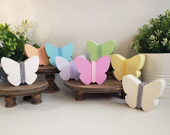 CHUNKY WOODEN BUTTERFLIES | Spring | Summer | Tiered Tray Decor | Shelf Sitter | Girl's Room Decor | Mother's Day Gift | Baby Nursery