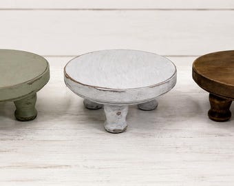 MINI WOOD RISER  | Farmhouse Pedestal Stand | Tiered Tray Riser | Candle Display | Shelf Decor | Small Wooden Display Stand | Wedding Decor