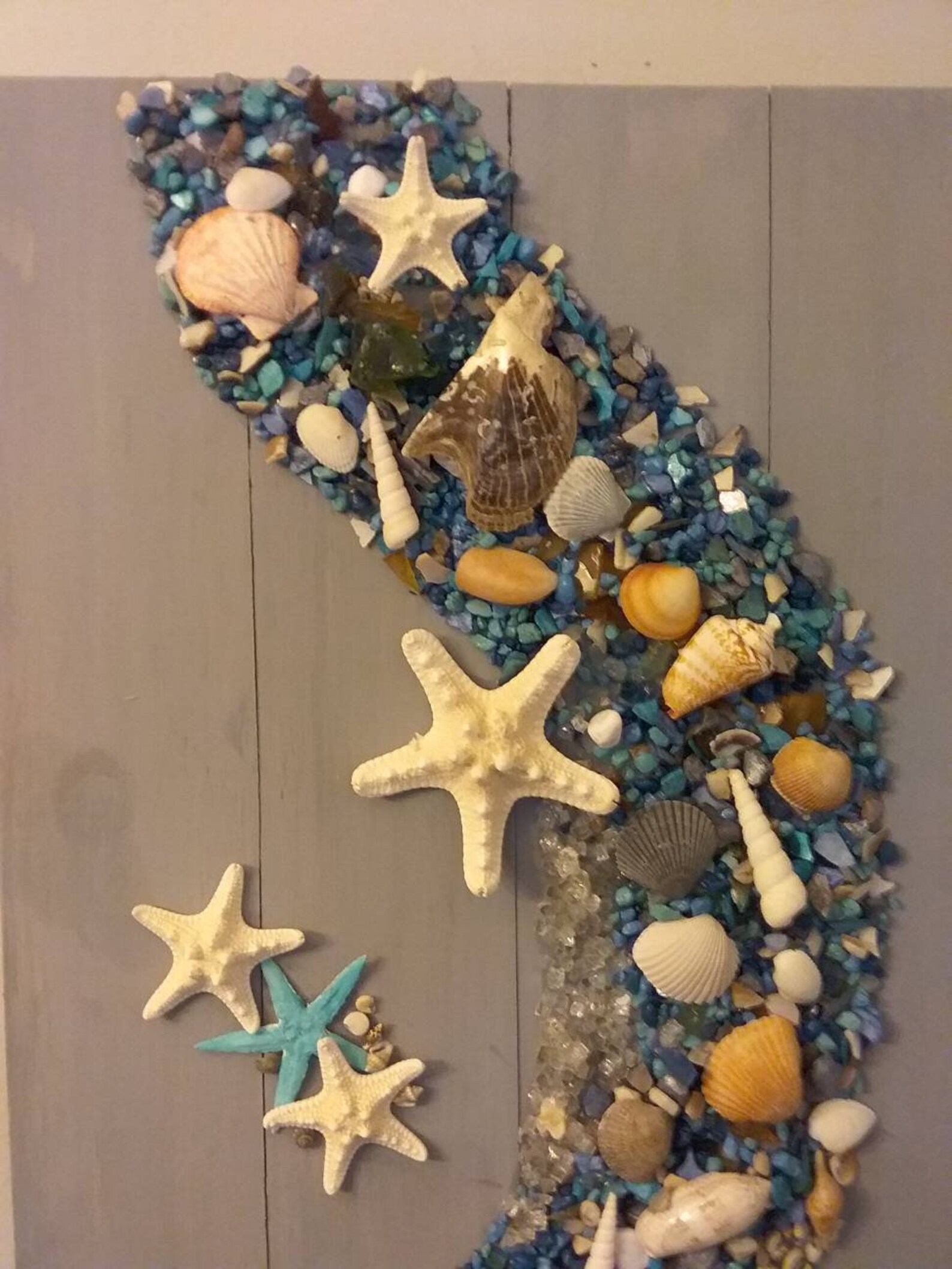 BEACH SHELL Wall Art Sea Shell Summer Decor Mounted on Gray Etsy