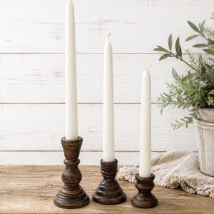 Farmhouse Wood Candle Holders, Taper Candlesticks, Rustic Candle Holder Set, Wedding Centerpiece Decor, Tiered Tray Candles