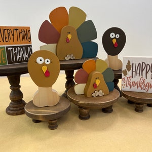 WHIMSICAL TURKEYS, Turkey LEGS and Signs | Thanksgiving | Chunky | Wooden | Autumn | Tiered Tray Decor | Shelf Sitter | Fall