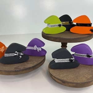 WITCH HATS WOODEN | Halloween | Fall Tiered Tray Decor | Shelf Sitter | Kitchen Table Decoration | Spooky | Handcut | Haunted House | Spider