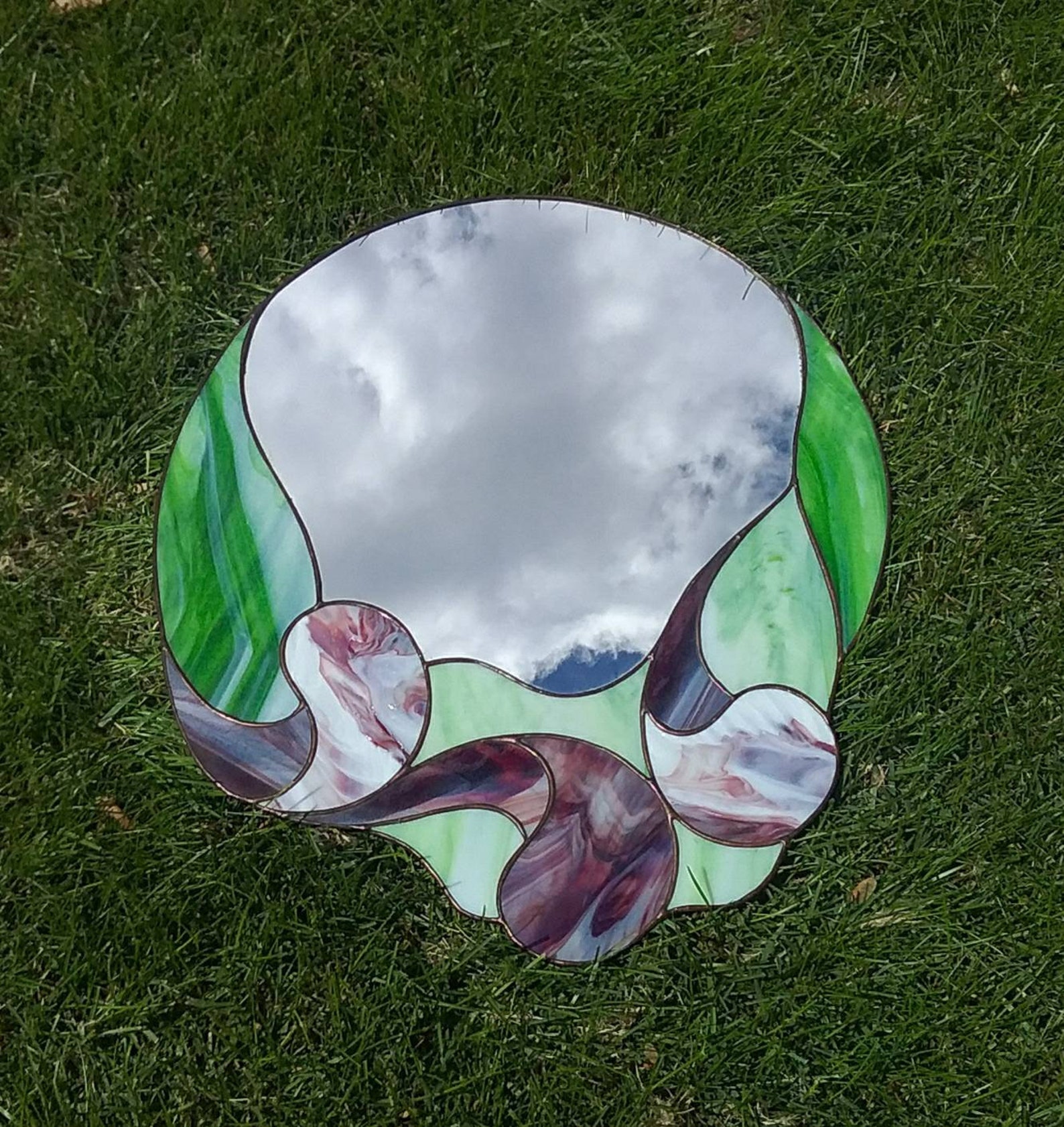 Round Decorative Stained Glass Mirror l Wall Decor l Stained Etsy