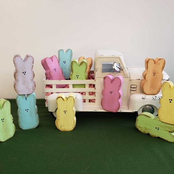 MINI PEEPS | Wooden | Primitive | Tiered Tray Decor | Farmhouse Kitchen | Rustic | Wood Bunnies | Easter Basket Filler| Spring Table | Kids