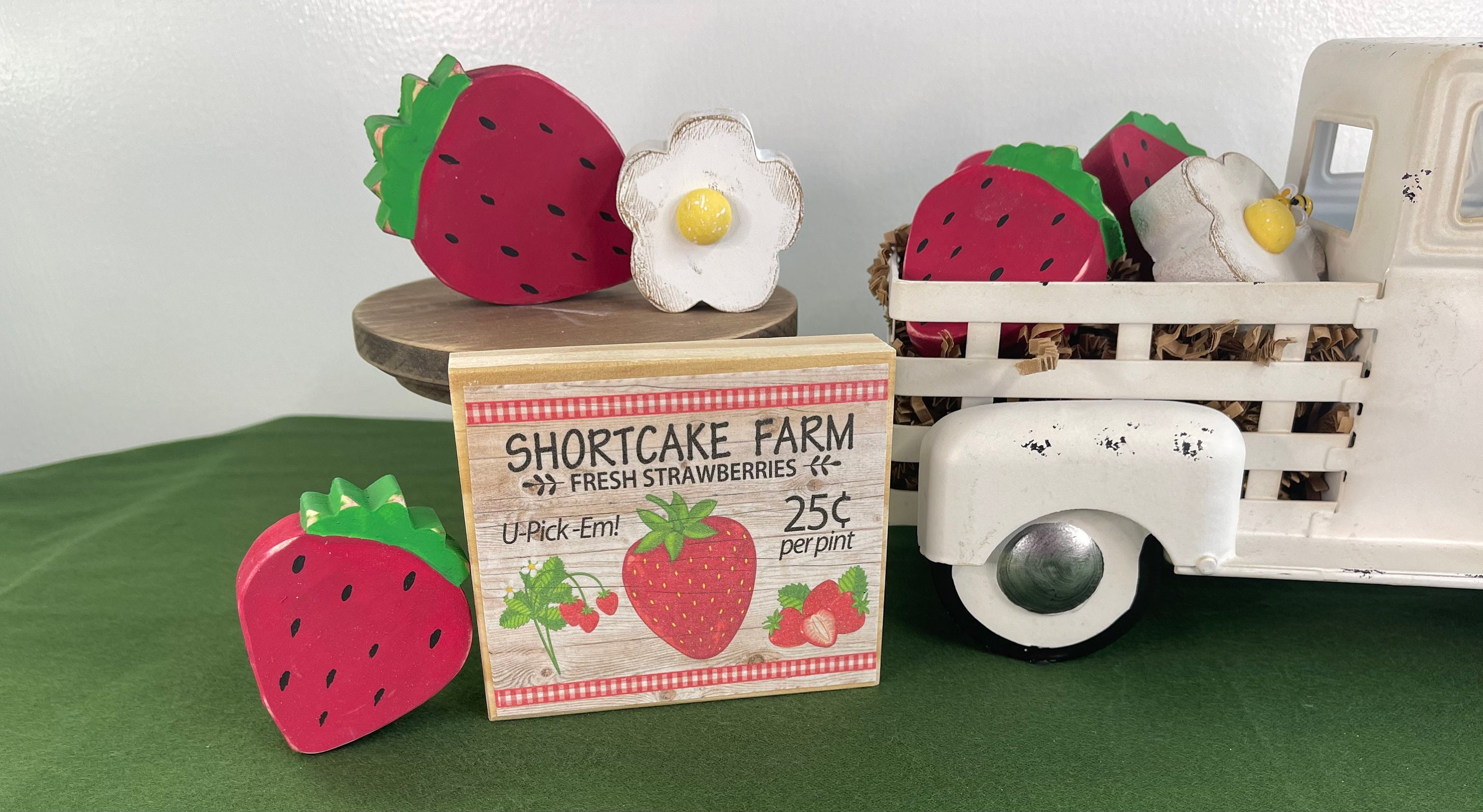 STRAWBERRIES, BLOSSOMS, and BEES | Vintage Sign | Primitive