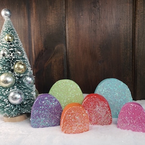 SPARKLY GUMDROPS | Chunky Wood | Christmas Decor | Elf | Tiered Tray | Bowl Filler | Kitchen Decor | Holiday Table | Candy | Shelf Sitter