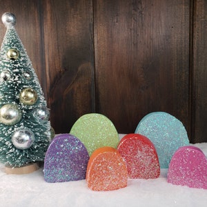 SPARKLY GUMDROPS | Chunky Wood | Christmas Decor | Elf | Tiered Tray | Bowl Filler | Kitchen Decor | Holiday Table | Candy | Shelf Sitter