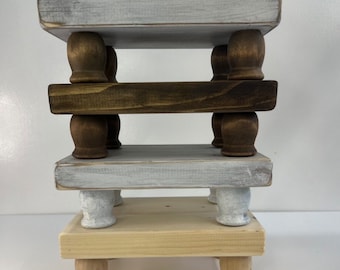 Farmhouse Chunky WOODEN RISERS | SOAP Stand | Plant Stand | Kitchen Display Tray | Tiered Tray Decor | Kitchen | Coffee Bar | 8 x 5 inches