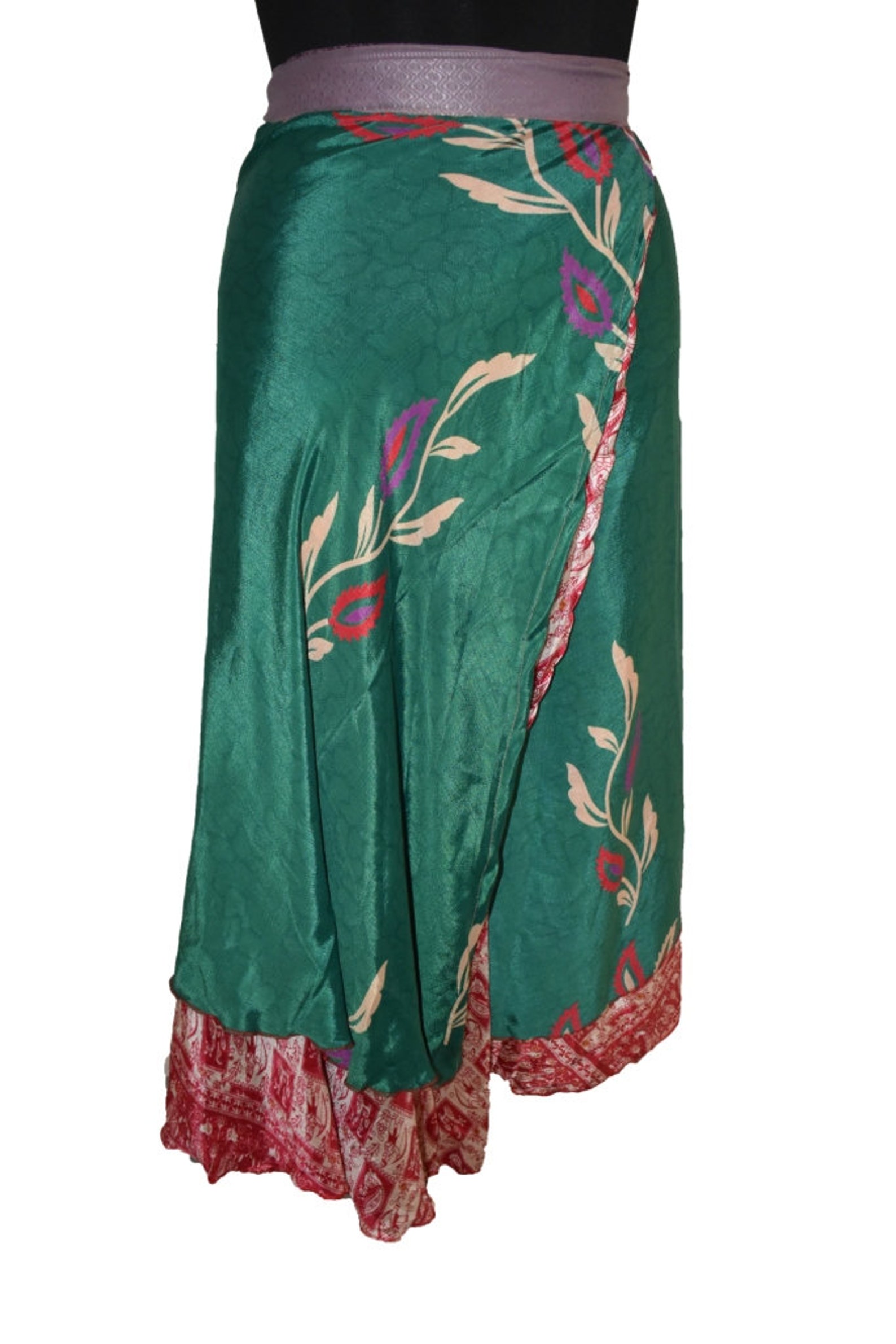 Vintage Silk Sari Wrap Skirt Floral Women Reversible Festival | Etsy